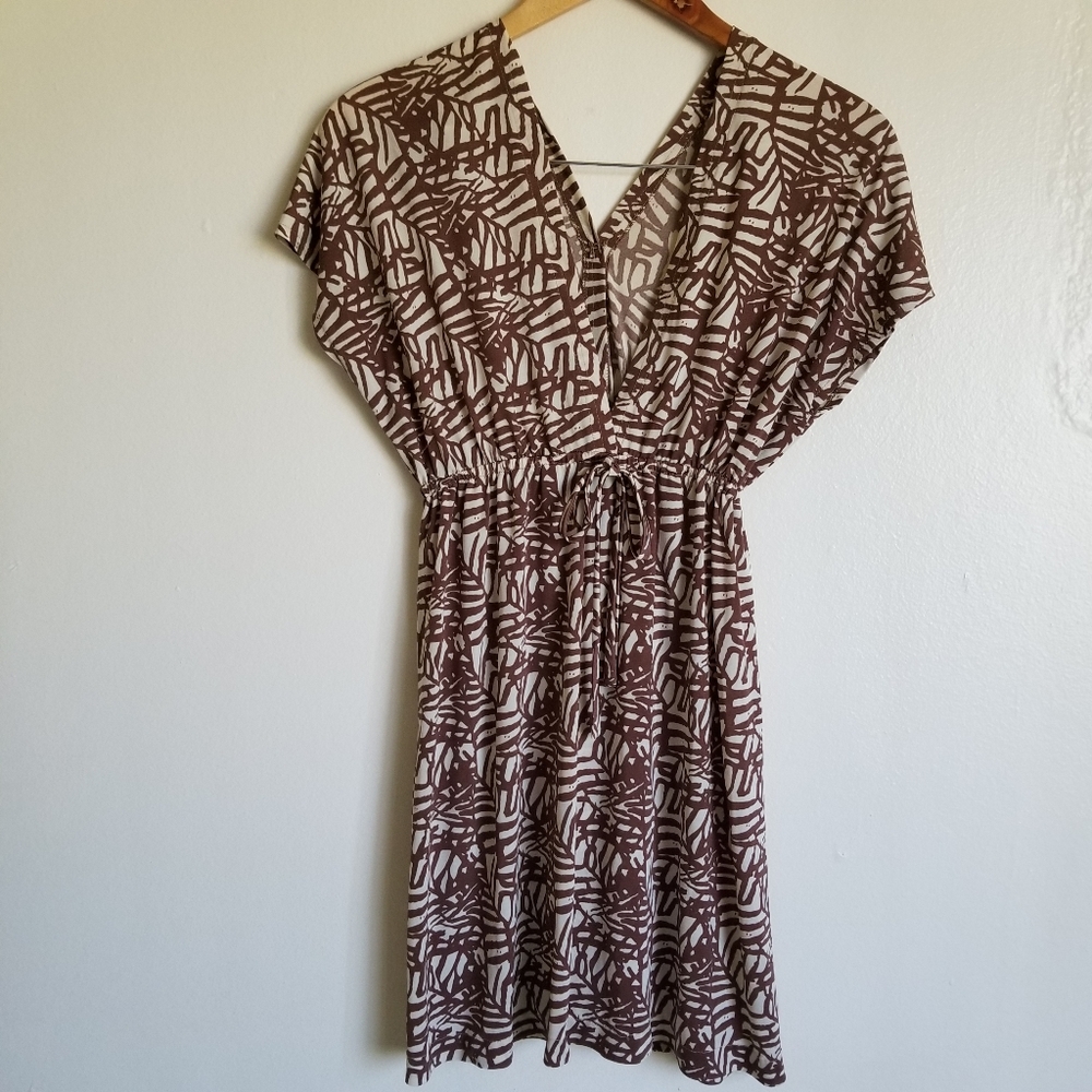 mini dress, brown/cream print, XS-M